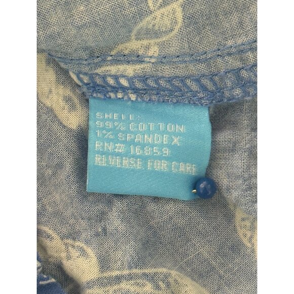 J. McLaughlin Womens Button-Up Top Cotton Blue White Nautical Print Shirt Size S - Picture 7 of 8